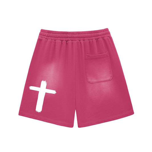 Sun Fade Raw Edge Cotton Shorts