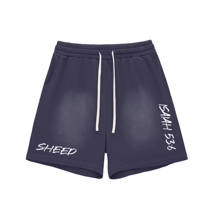 Sun Fade Raw Edge Cotton Shorts