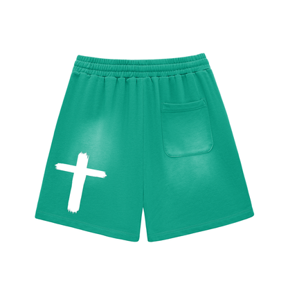 Sun Fade Raw Edge Cotton Shorts