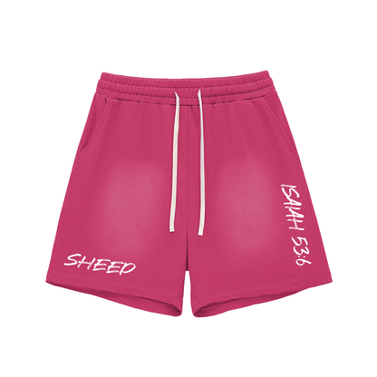 Sun Fade Raw Edge Cotton Shorts