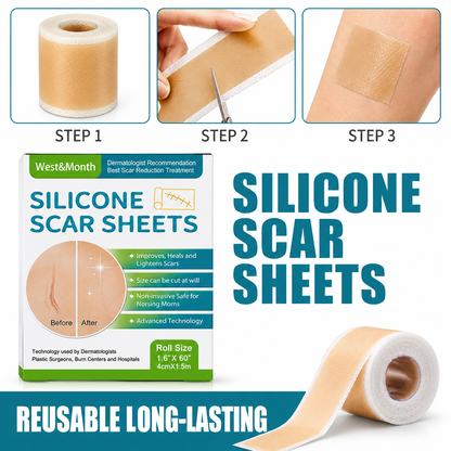 1 Roll Silicone Scar Sheets , 4Cmx150Cm Self-Adhesive Scar Cover Tape Reusable and Effective Skin Care Strips
