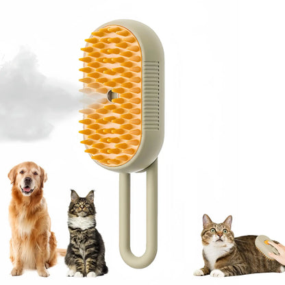 3-in-1 Electric Pet Grooming Brush with Steam and Spray for Cats and Dogs - Hair Removal and Massage Comb