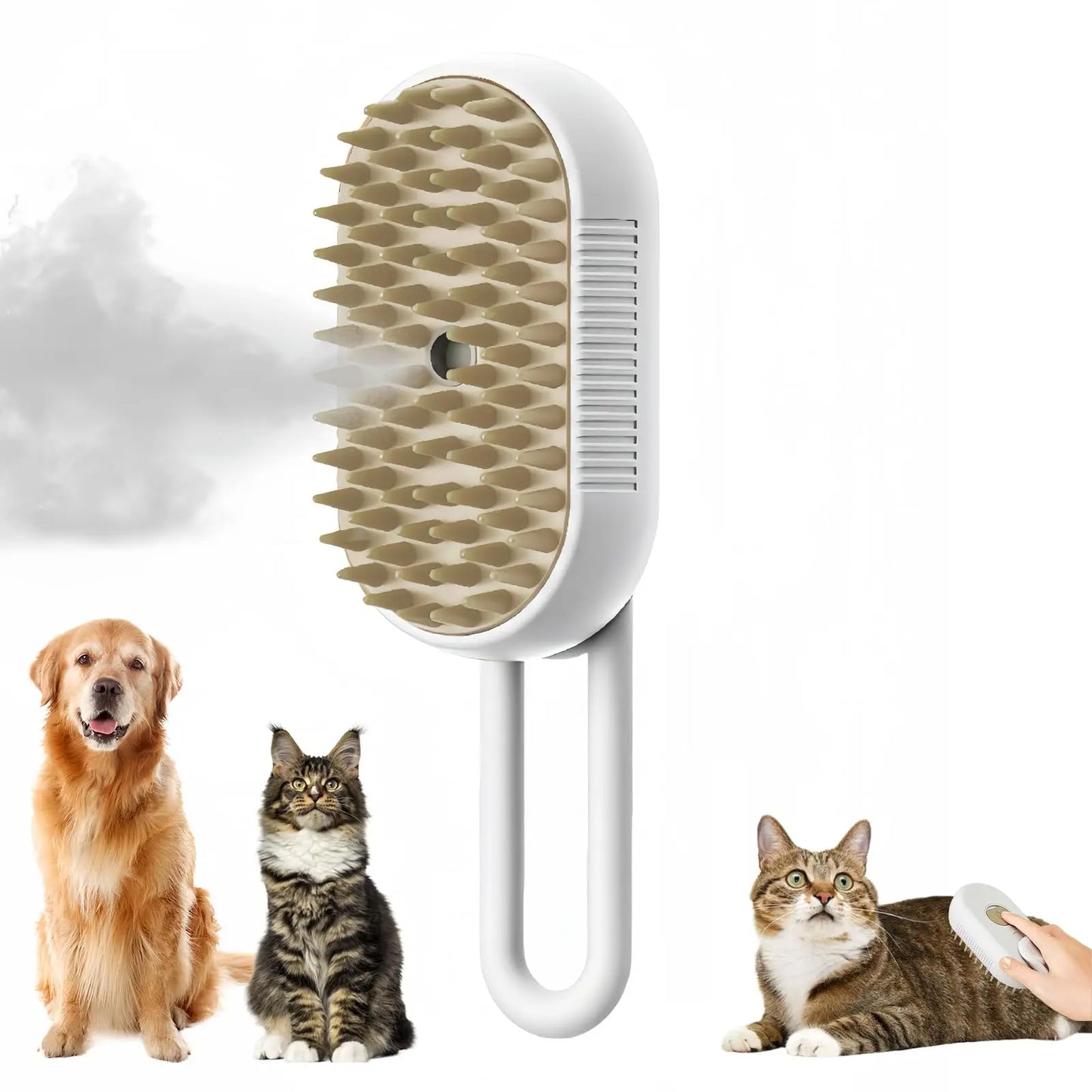 3-in-1 Electric Pet Grooming Brush with Steam and Spray for Cats and Dogs - Hair Removal and Massage Comb