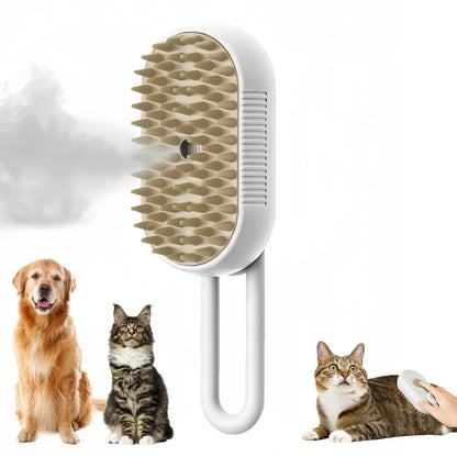 3-in-1 Electric Pet Grooming Brush with Steam and Spray for Cats and Dogs - Hair Removal and Massage Comb