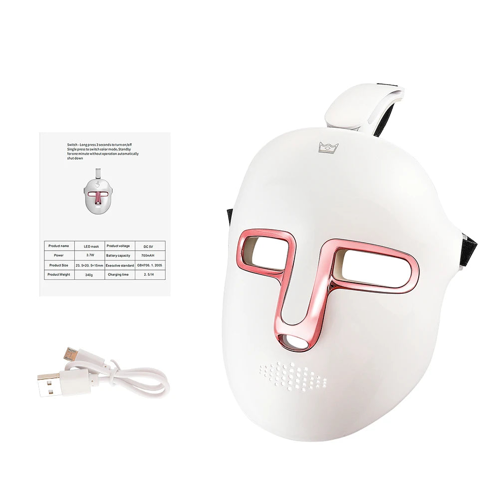 7-Color Wireless LED Face Mask for Skin Rejuvenation, Anti-Acne, and Anti-Aging Care