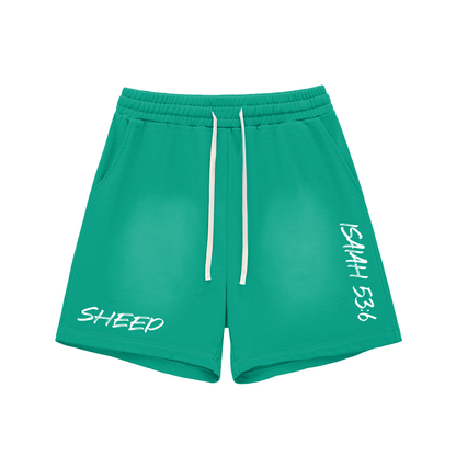 Sun Fade Raw Edge Cotton Shorts