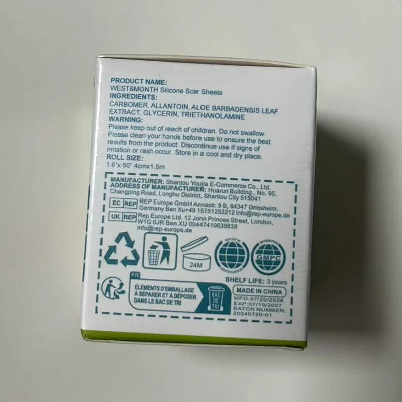 1 Roll Silicone Scar Sheets , 4Cmx150Cm Self-Adhesive Scar Cover Tape Reusable and Effective Skin Care Strips